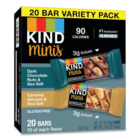 Kind Minis, Dark Choc Nuts, Sea Salt/Caramel Almond, Sea Salt, 0.7oz, PK20 27964